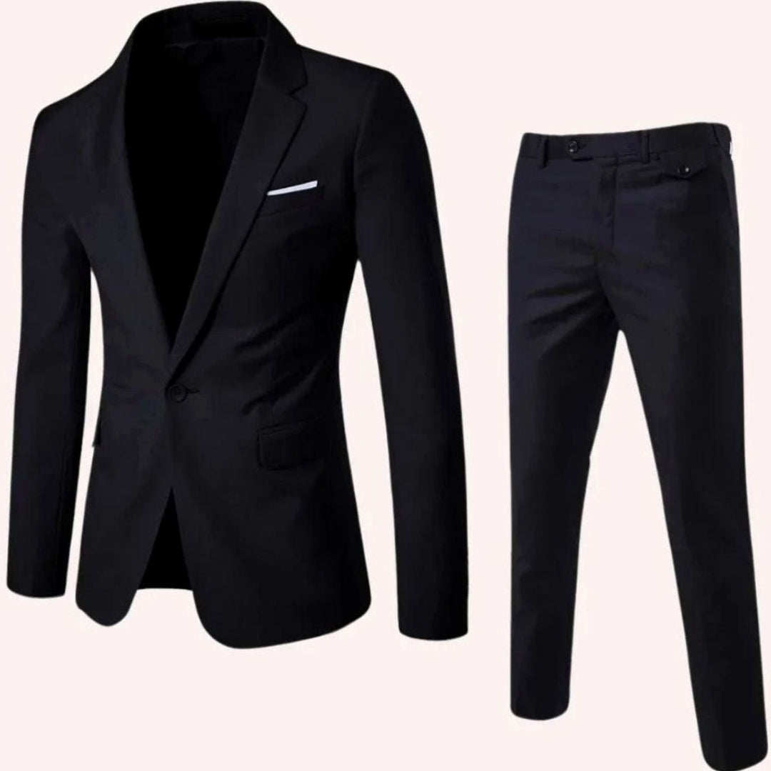 Men's Slim-Fit Single-Button Two-Piece Blazer Suit Set