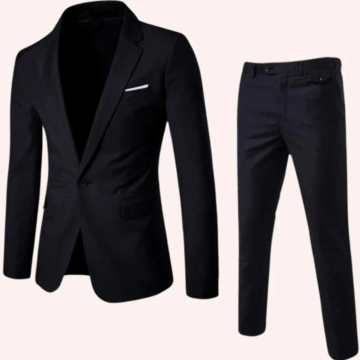 Men's Slim-Fit Single-Button Two-Piece Blazer Suit Set