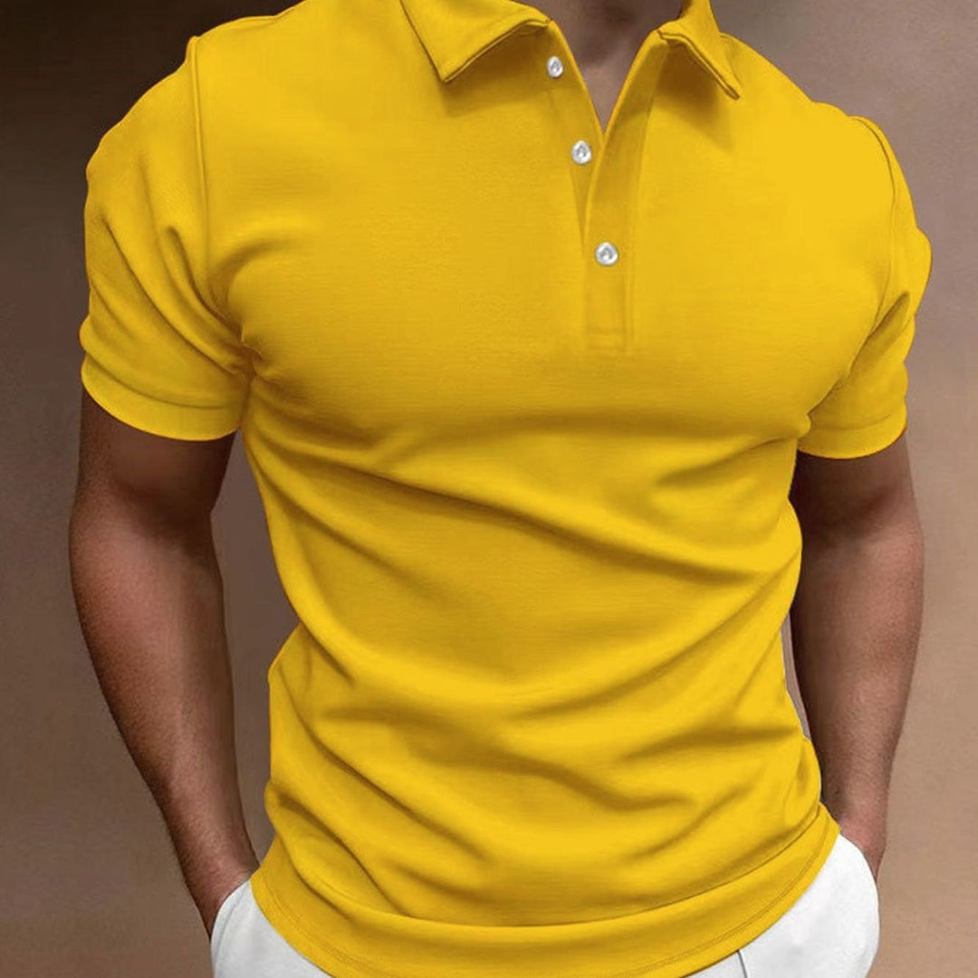 Men's Slim Fit Stretch Cotton Blend Polo Shirt, White - Yellow