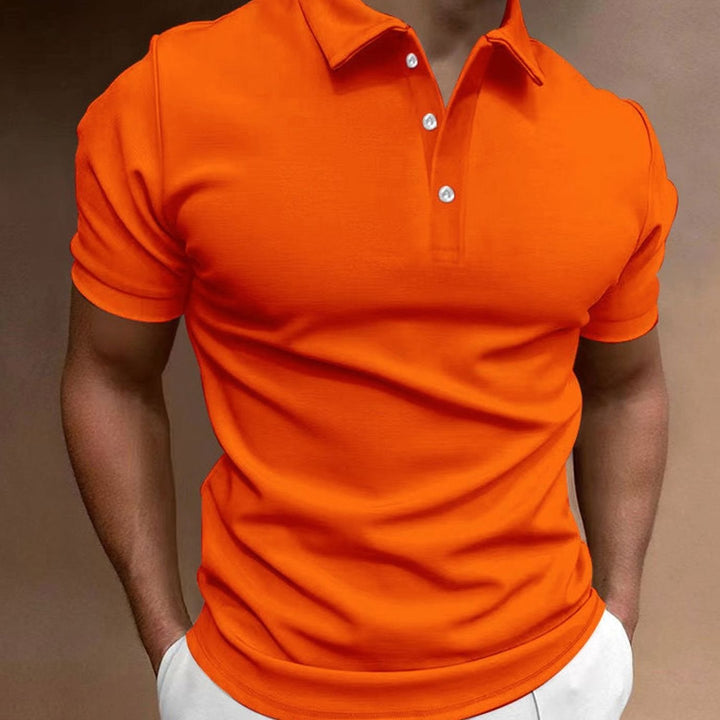 Men's Slim Fit Stretch Cotton Blend Polo Shirt, White - Orange