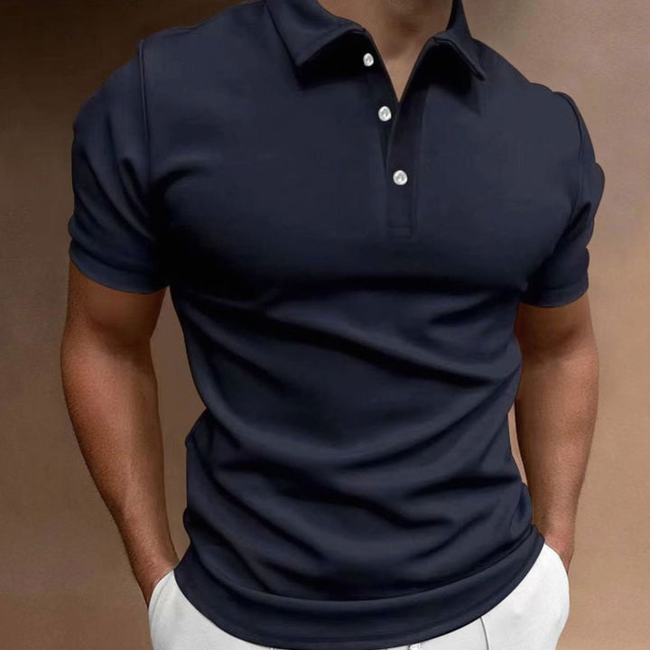 Men's Slim Fit Stretch Cotton Blend Polo Shirt, White - Navy Blue