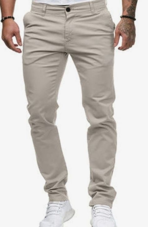 Men's Slim Fit Stretch Cotton Chino Pants, Khaki - Khaki