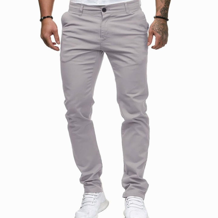 Men's Slim Fit Stretch Cotton Chino Pants, Khaki - Light Gray