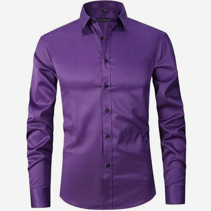 Men's Slim Fit Stretch Dress Shirt Non-Iron Button-Up - Purple