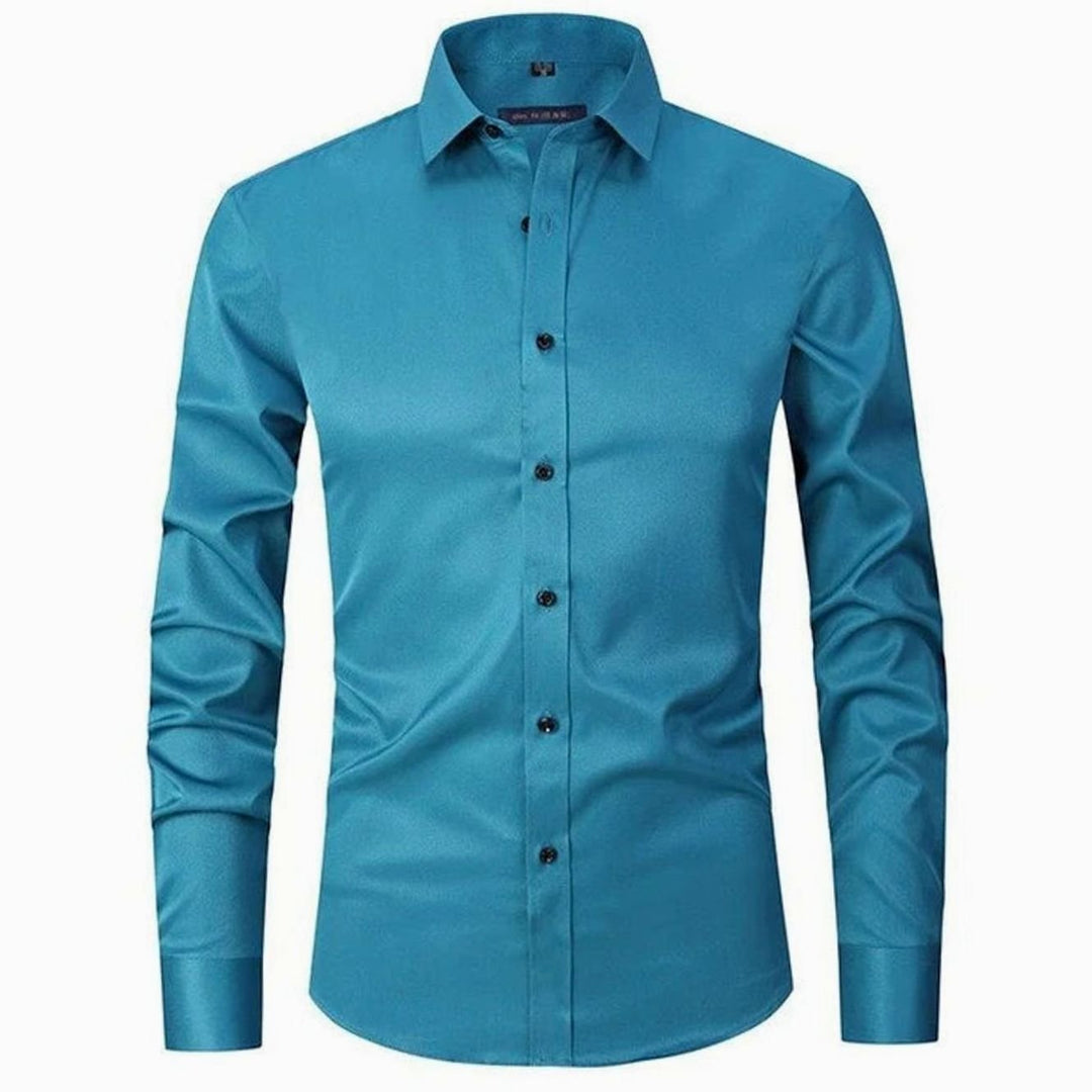 Men's Slim Fit Stretch Dress Shirt Non-Iron Button-Up - Teal