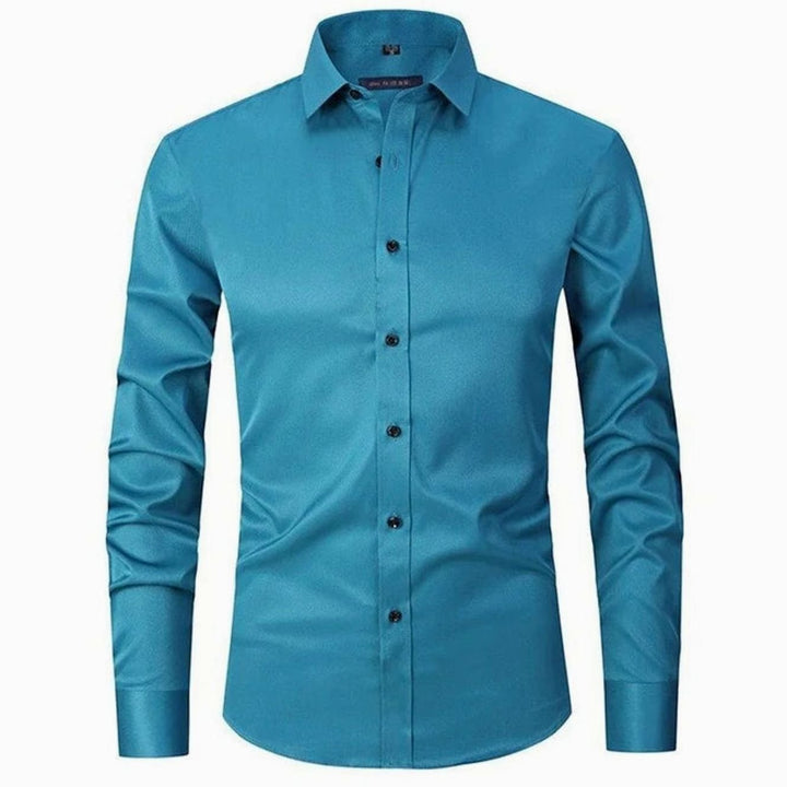 Men's Slim Fit Stretch Dress Shirt Non-Iron Button-Up - Teal