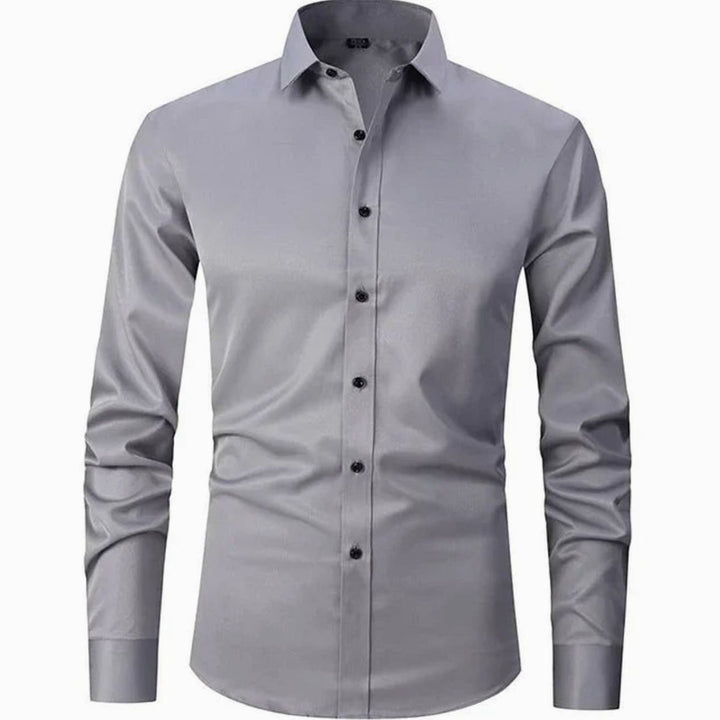 Men's Slim Fit Stretch Dress Shirt Non-Iron Button-Up - Gray