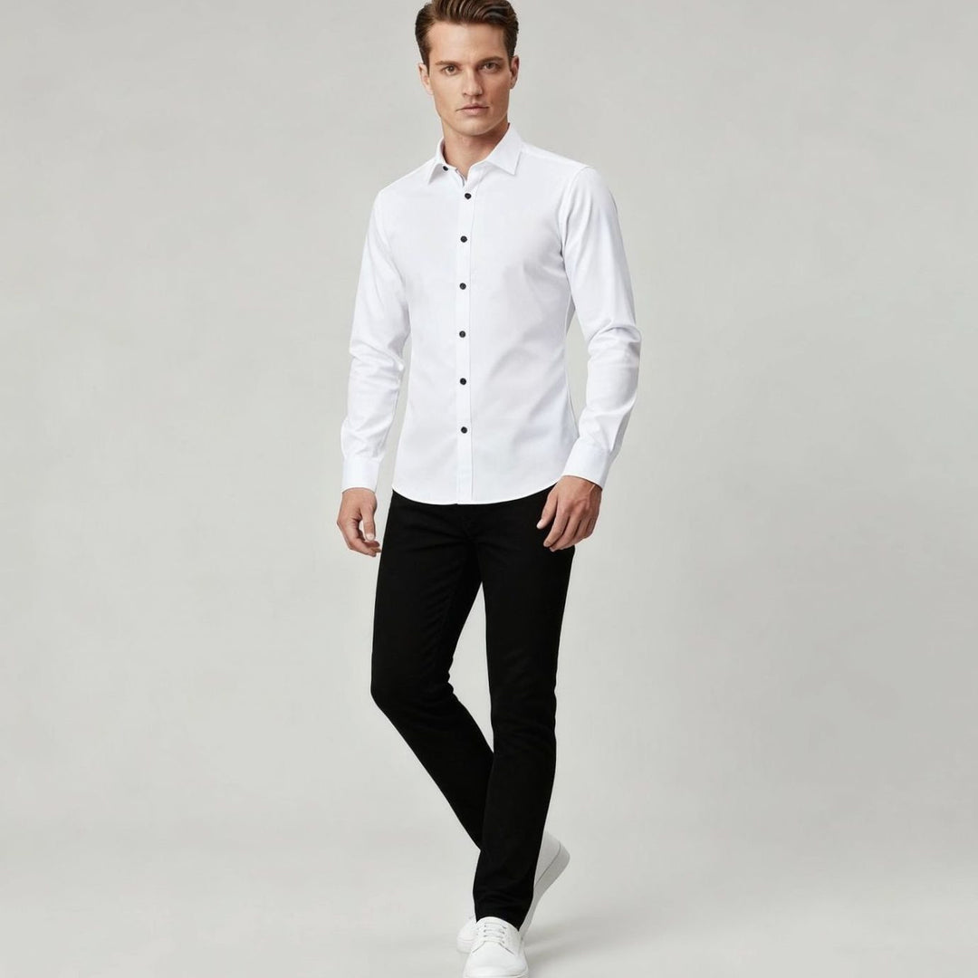 Men's Slim Fit Stretch Dress Shirt Non-Iron Button-Up