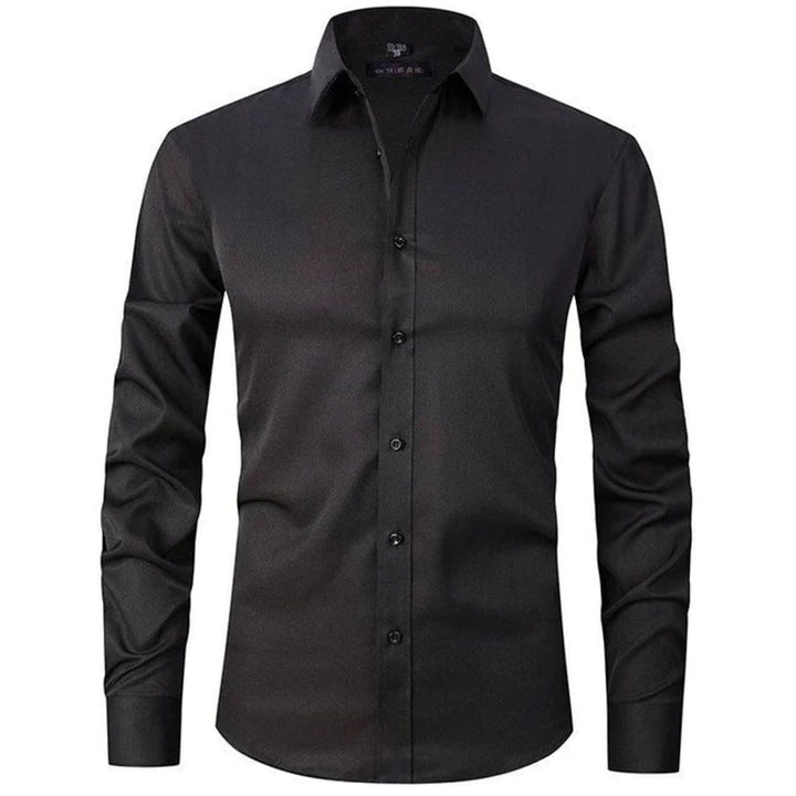 Men's Slim Fit Stretch Dress Shirt Non-Iron Button-Up - Black