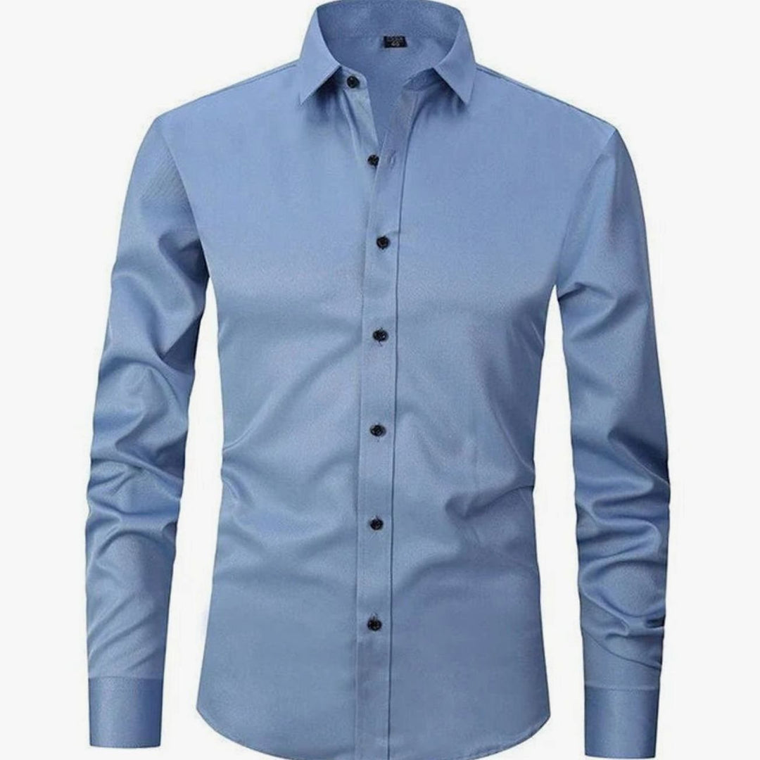 Men's Slim Fit Stretch Dress Shirt Non-Iron Button-Up - Light Blue
