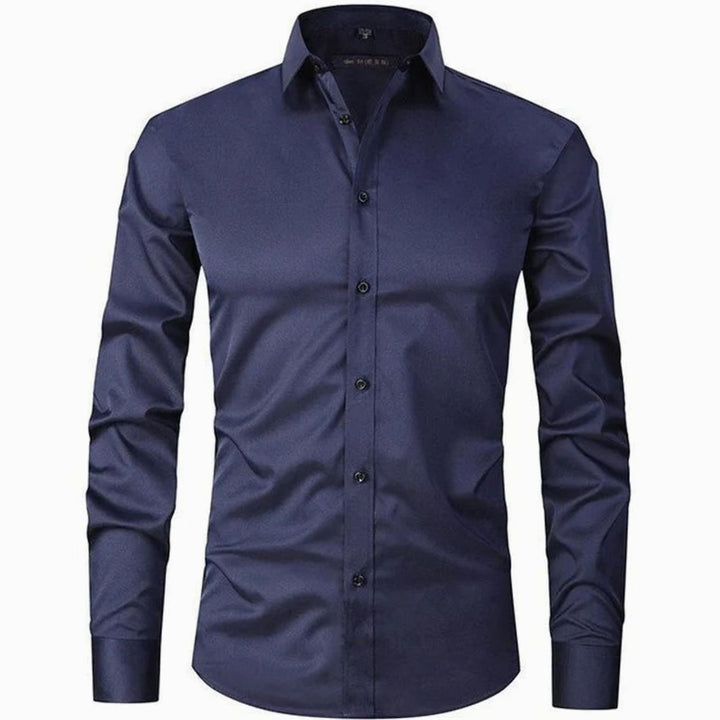 Men's Slim Fit Stretch Dress Shirt Non-Iron Button-Up - Navy Blue