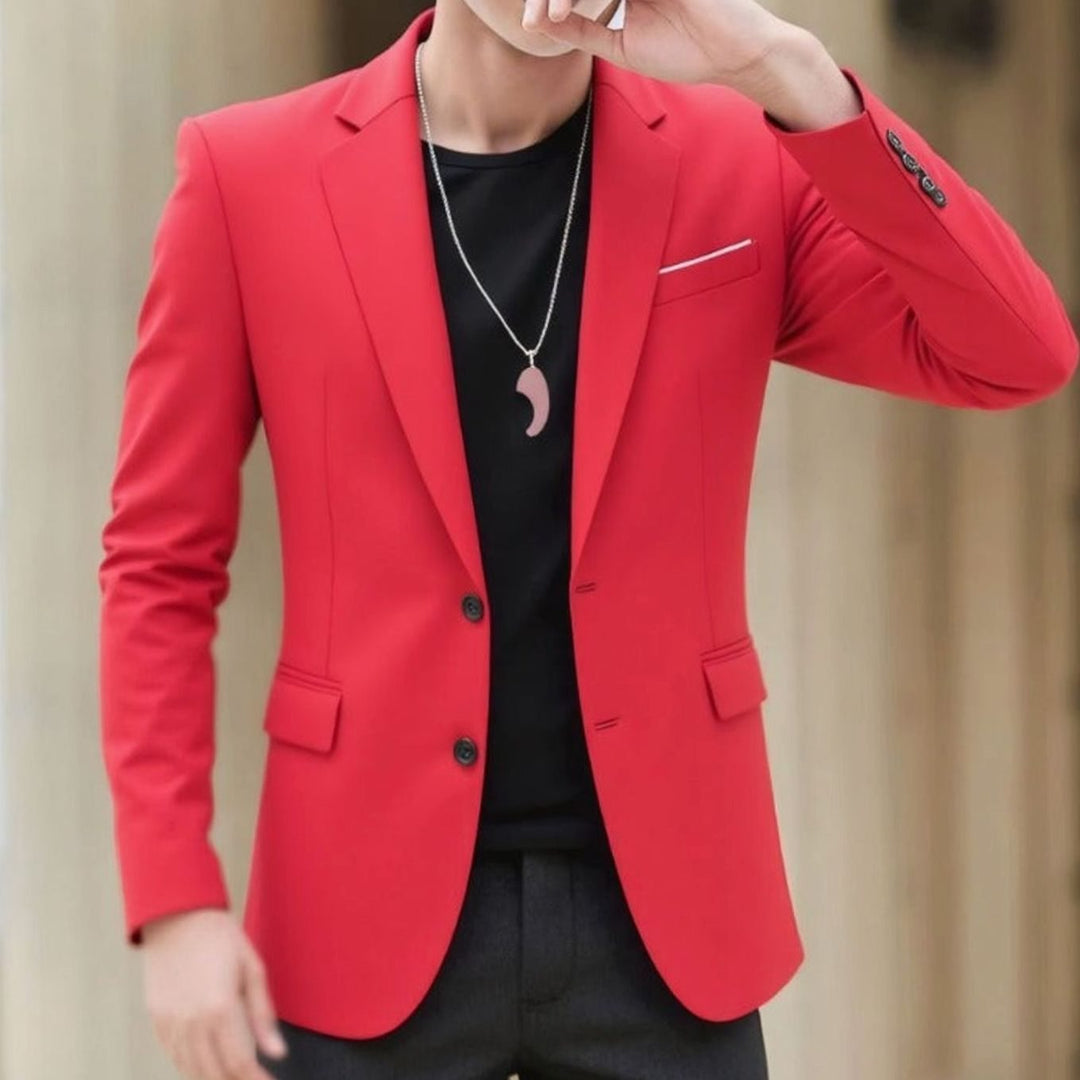Men's Slim-Fit Stretch Tailored Blazer Jacket Two-Button