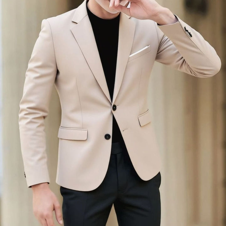 Men's Slim-Fit Stretch Tailored Blazer Jacket Two-Button - Ecru