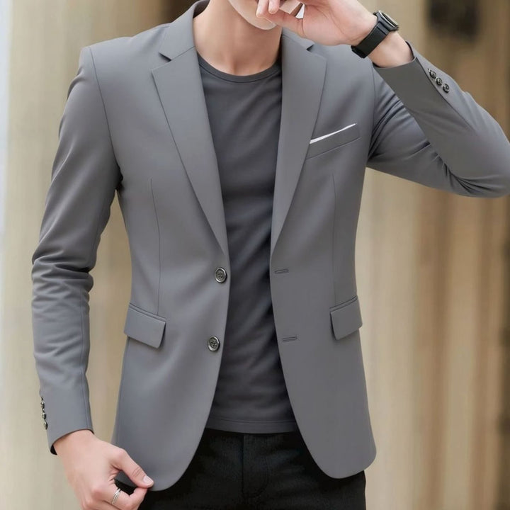 Men's Slim-Fit Stretch Tailored Blazer Jacket Two-Button - Dark Gray