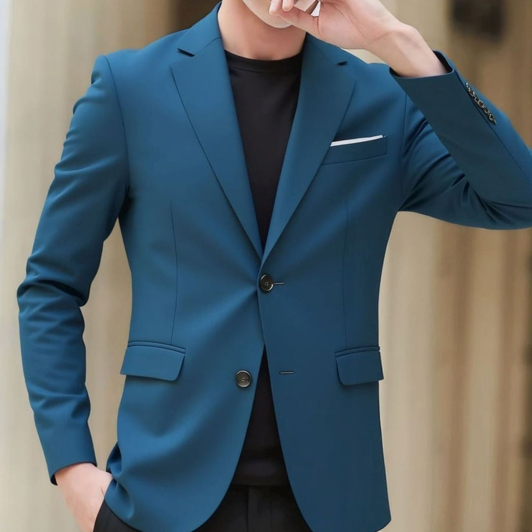Men's Slim-Fit Stretch Tailored Blazer Jacket Two-Button - Lake Blue