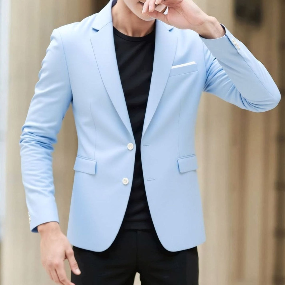 Men's Slim-Fit Stretch Tailored Blazer Jacket Two-Button - Sky Blue