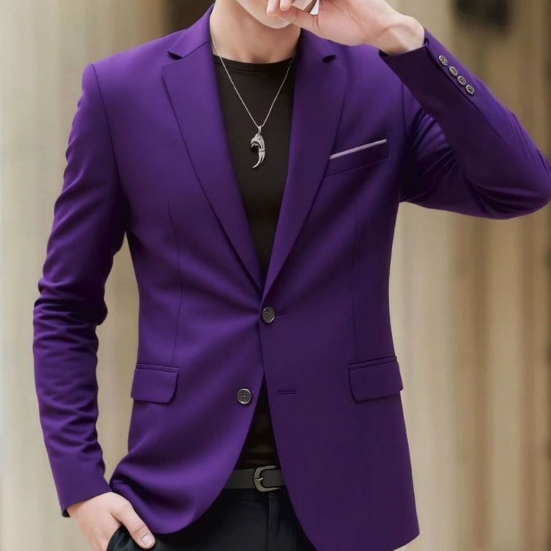 Men's Slim-Fit Stretch Tailored Blazer Jacket Two-Button
