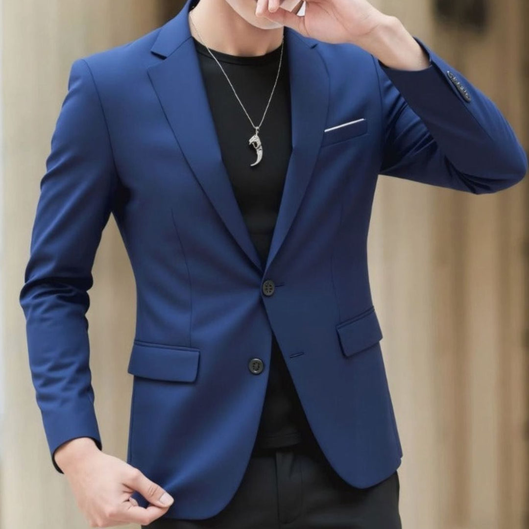Men's Slim-Fit Stretch Tailored Blazer Jacket Two-Button