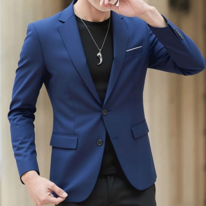 Men's Slim-Fit Stretch Tailored Blazer Jacket Two-Button