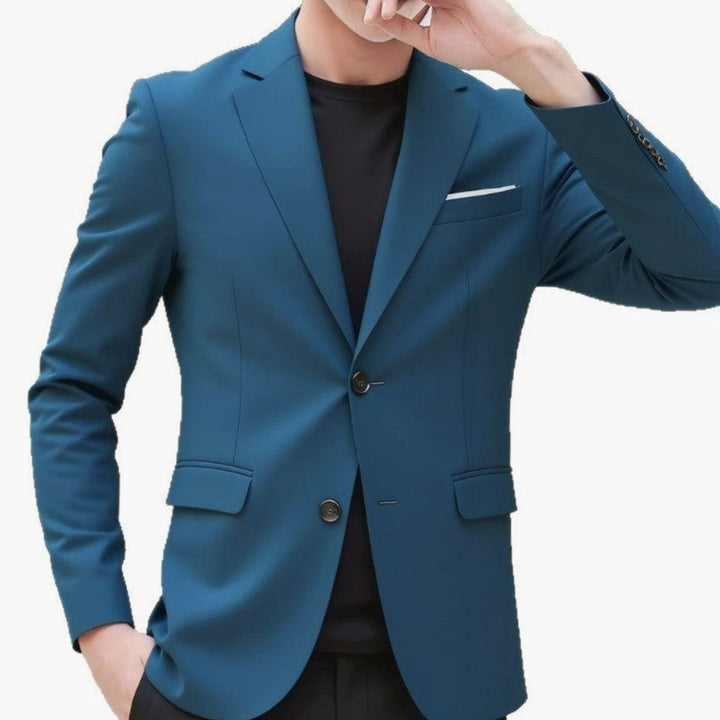 Men's Slim-Fit Stretch Tailored Blazer Jacket Two-Button