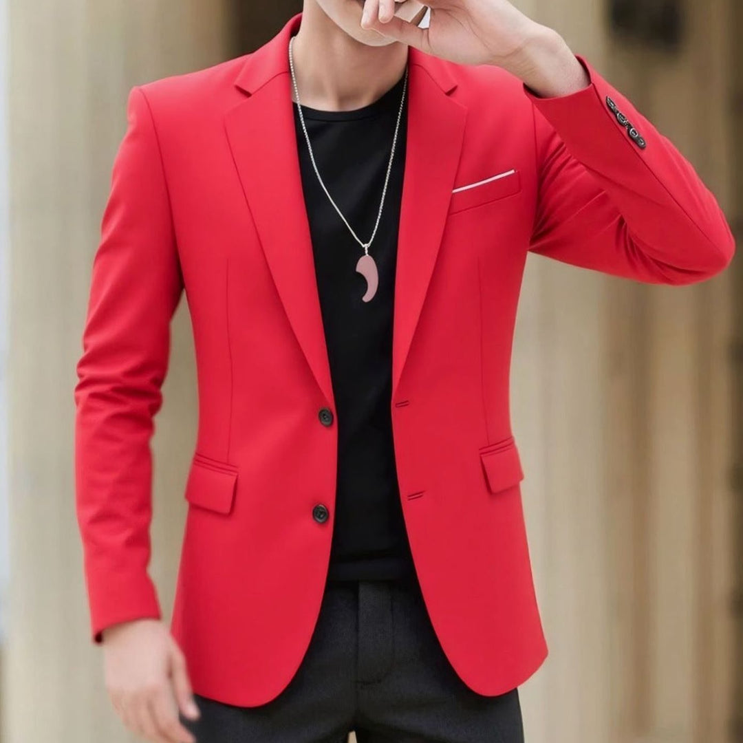 Men's Slim-Fit Stretch Tailored Blazer Jacket Two-Button - Red