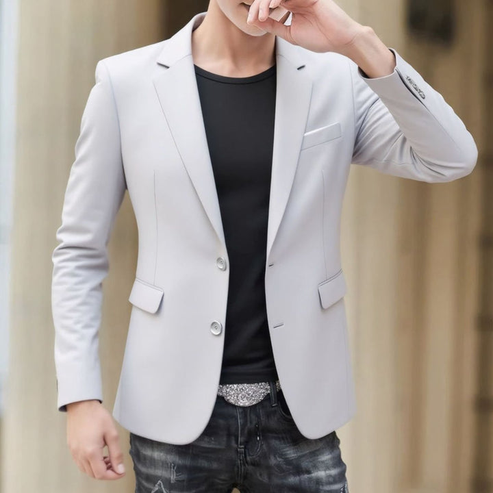 Men's Slim-Fit Stretch Tailored Blazer Jacket Two-Button - Light Grey