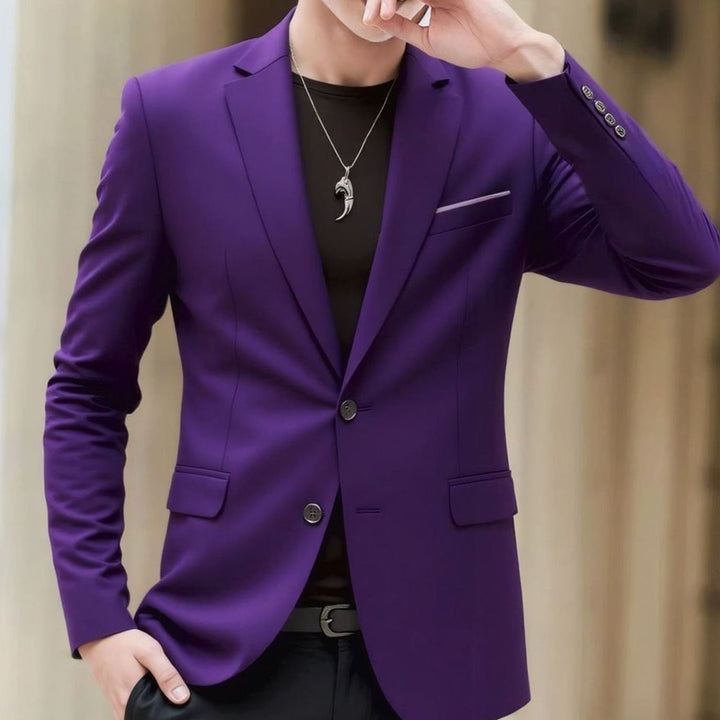 Men's Slim-Fit Stretch Tailored Blazer Jacket Two-Button - Violet
