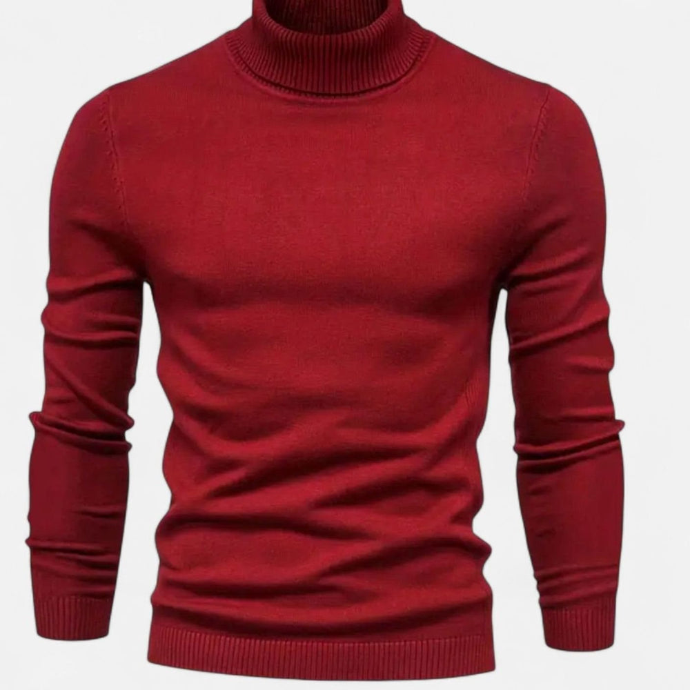 Men's Slim-Fit Turtleneck Wool-Blend Knit Sweater, Wine Red - Wine Red