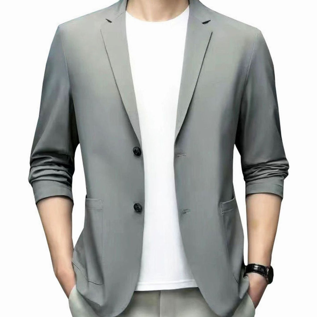 Men's Slim-Fit Two-Button Lightweight Elastic Blazer Jacket