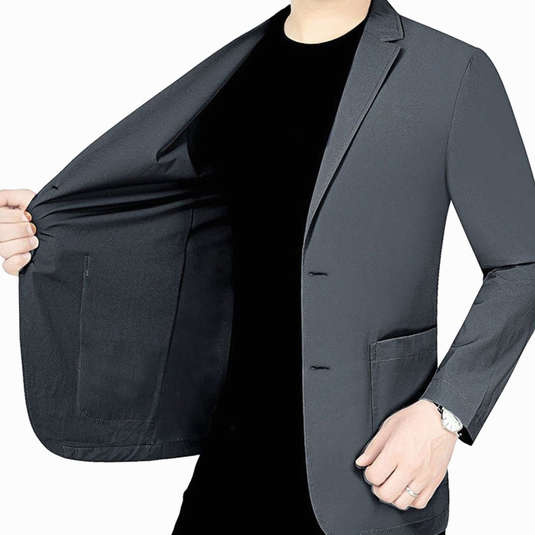 Men's Slim-Fit Two-Button Lightweight Elastic Blazer Jacket
