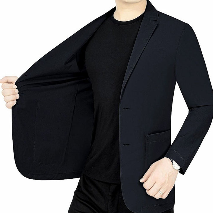 Men's Slim-Fit Two-Button Lightweight Elastic Blazer Jacket