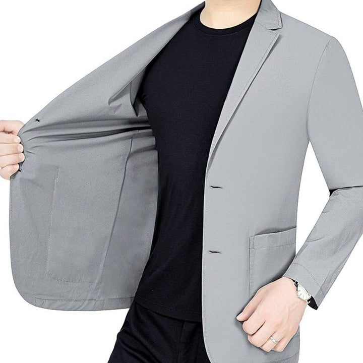 Men's Slim-Fit Two-Button Lightweight Elastic Blazer Jacket