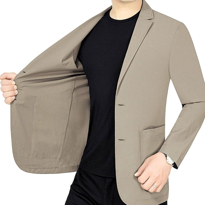 Men's Slim-Fit Two-Button Lightweight Elastic Blazer Jacket