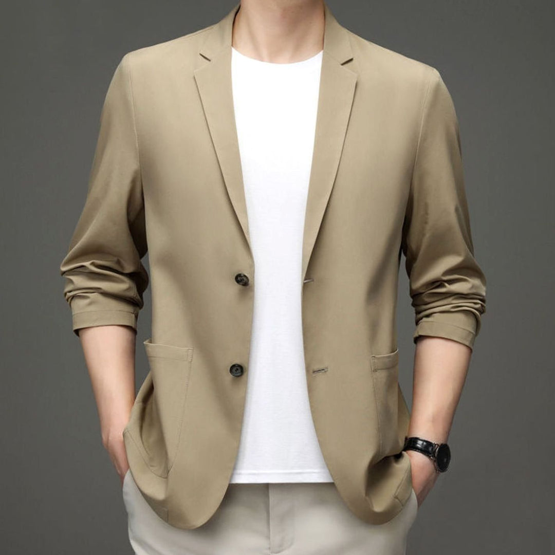 Men's Slim-Fit Two-Button Lightweight Elastic Blazer Jacket