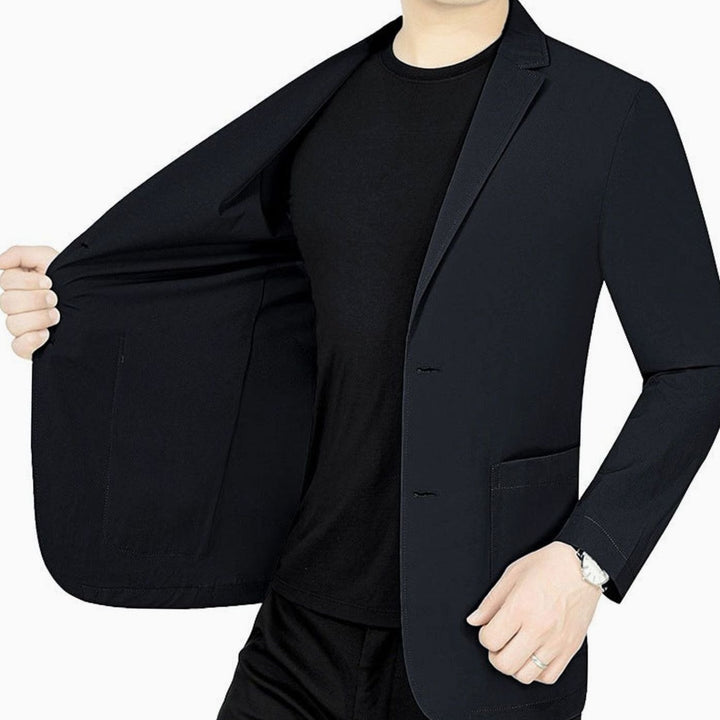 Men's Slim-Fit Two-Button Lightweight Elastic Blazer Jacket