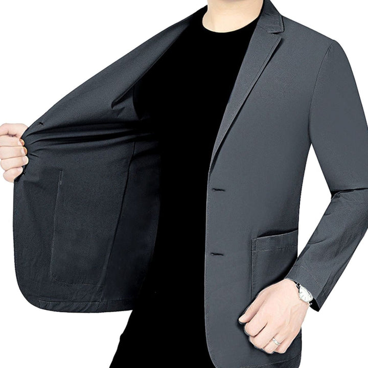 Men's Slim-Fit Two-Button Lightweight Elastic Blazer Jacket