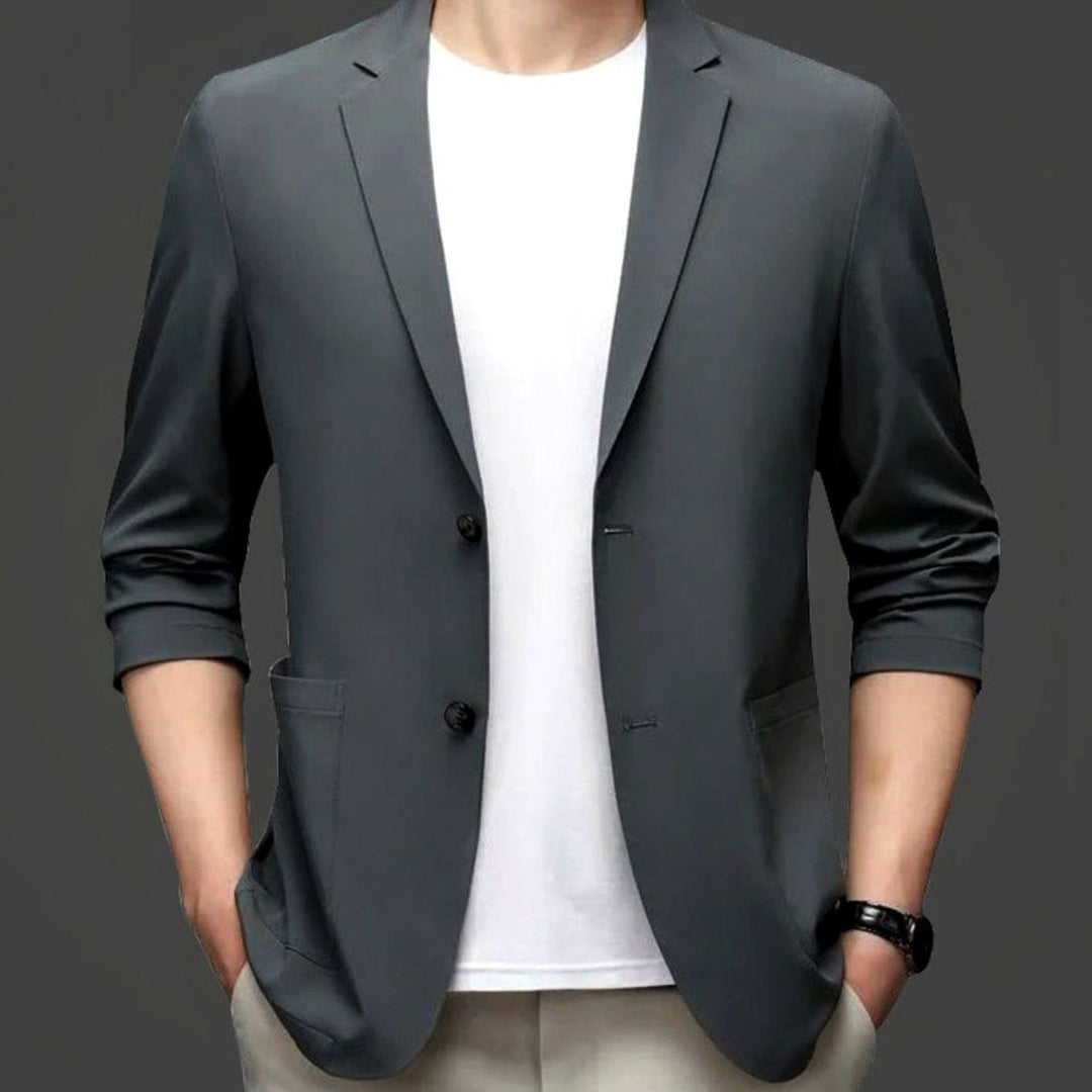 Men's Slim-Fit Two-Button Lightweight Elastic Blazer Jacket