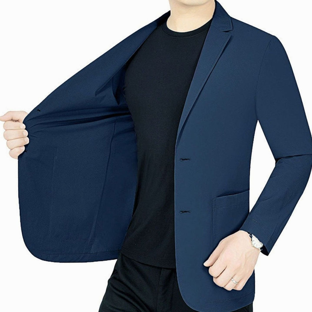 Men's Slim-Fit Two-Button Lightweight Elastic Blazer Jacket