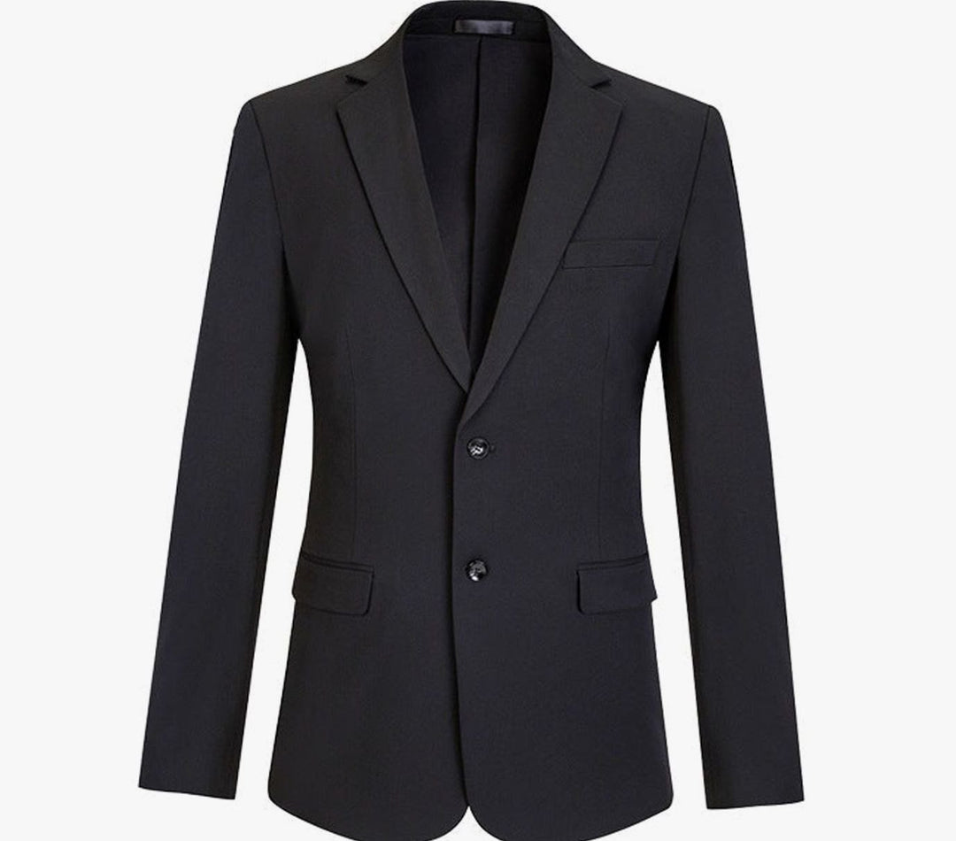 Men's Slim-Fit Two-Button Stretch Blazer Jacket - Black