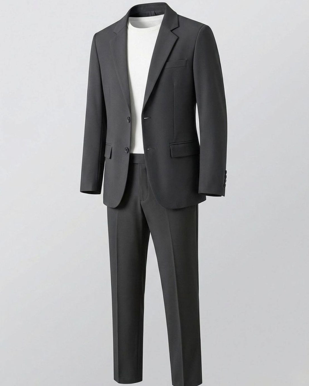 Men's Slim-Fit Two-Piece Business Suit Stretch Blazer Pants Set - Gray