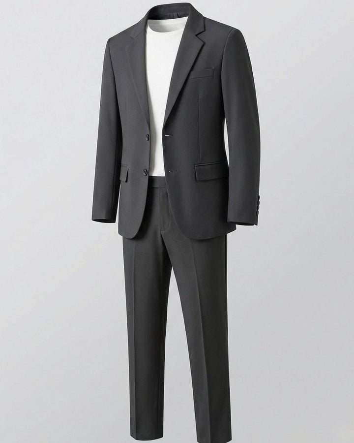 Men's Slim-Fit Two-Piece Business Suit Stretch Blazer Pants Set - Gray