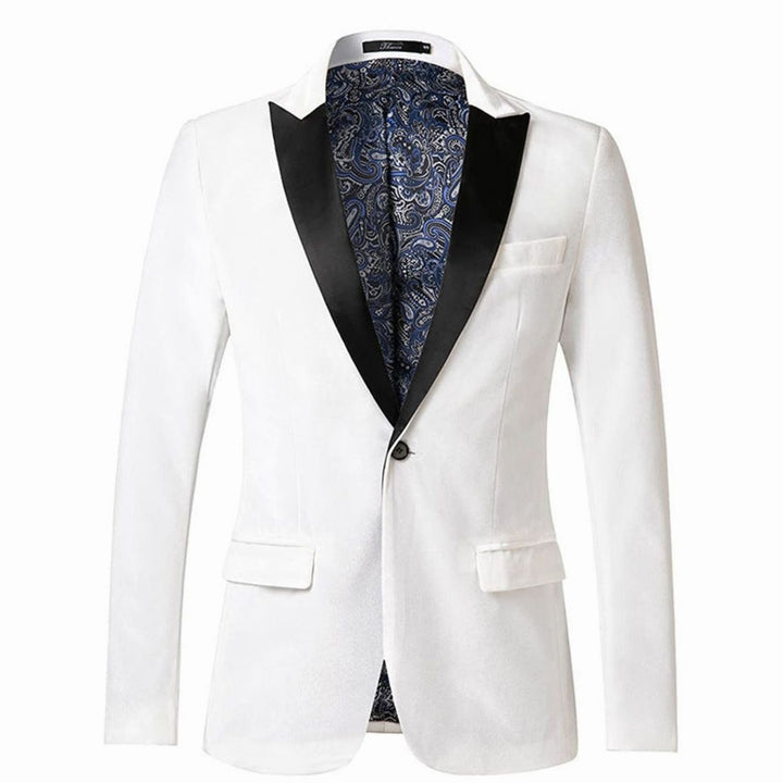 Men's Slim-Fit Velvet Blazer Single-Button Tuxedo Jacket