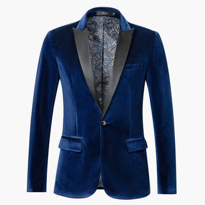 Men's Slim-Fit Velvet Blazer Single-Button Tuxedo Jacket