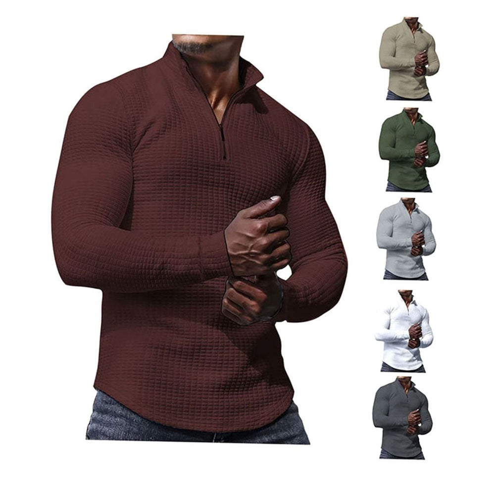 Men's Slim-Fit Waffle-Knit Quarter-Zip Pullover Sweater