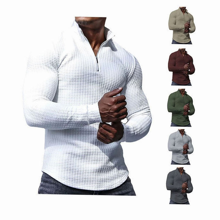 Men's Slim-Fit Waffle-Knit Quarter-Zip Pullover Sweater