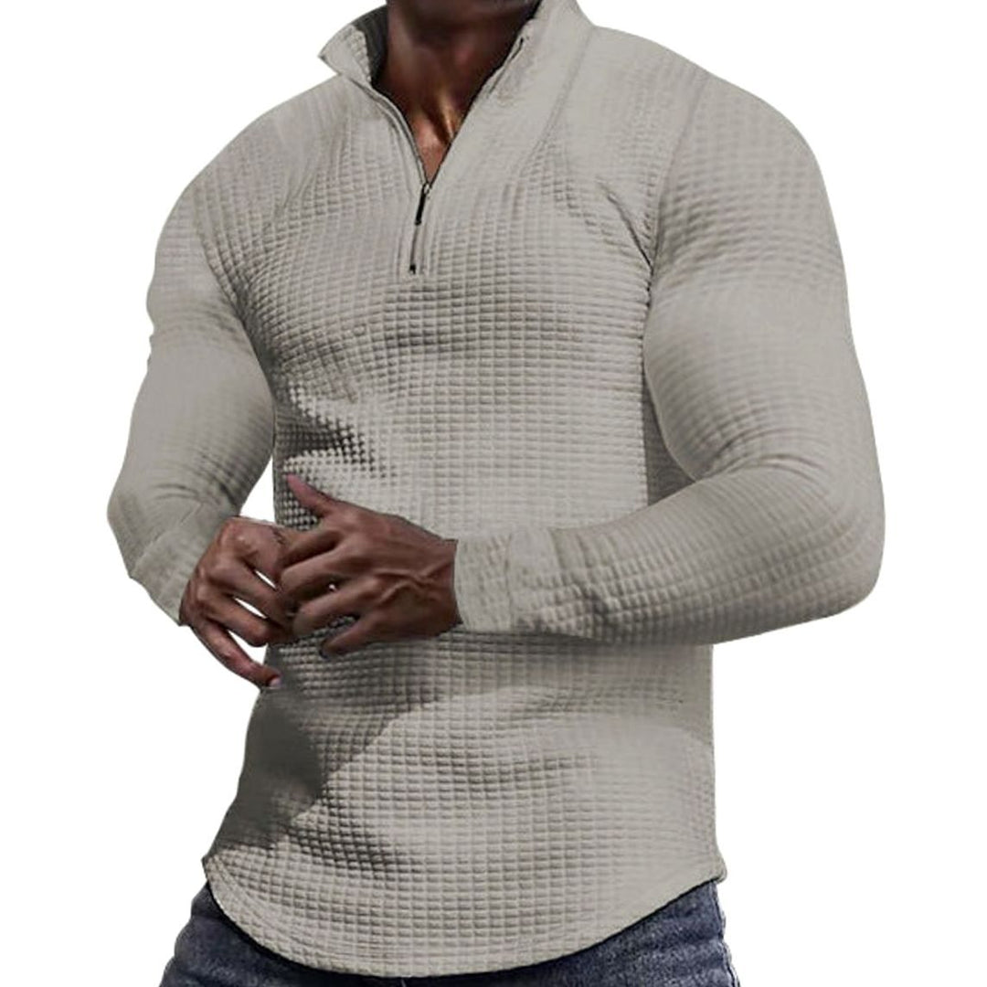 Men's Slim-Fit Waffle-Knit Quarter-Zip Pullover Sweater - Khaki