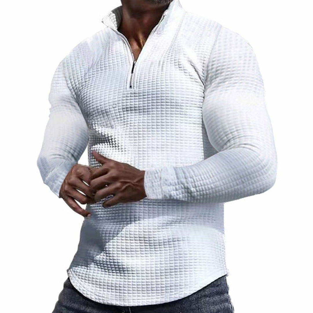 Men's Slim-Fit Waffle-Knit Quarter-Zip Pullover Sweater - White