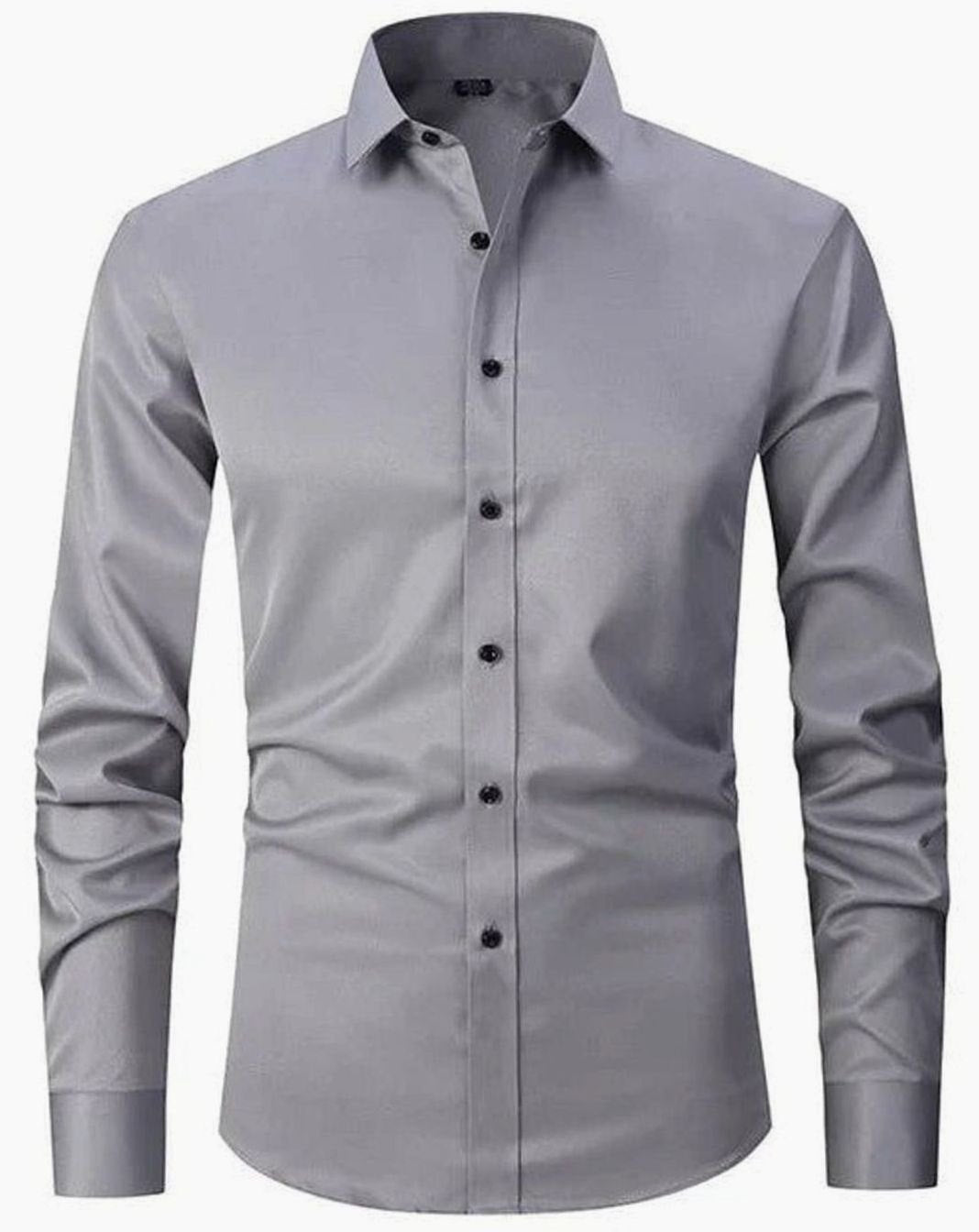Men's Slim Fit Wrinkle-Free Button-Up Dress Shirt - Gray