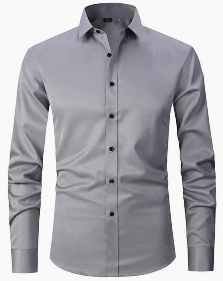 Men's Slim Fit Wrinkle-Free Button-Up Dress Shirt - Gray