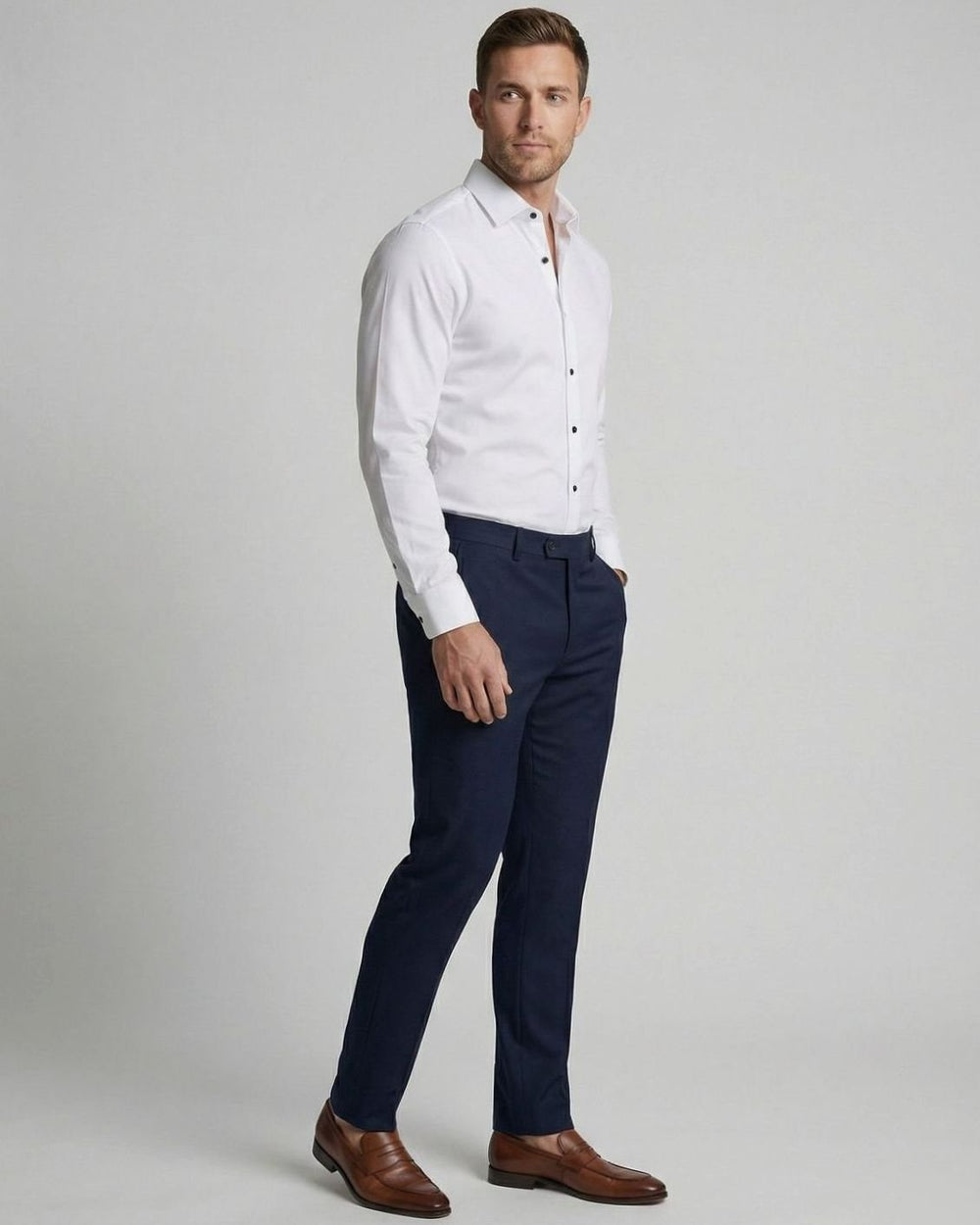 Men's Slim Fit Wrinkle-Free Button-Up Dress Shirt